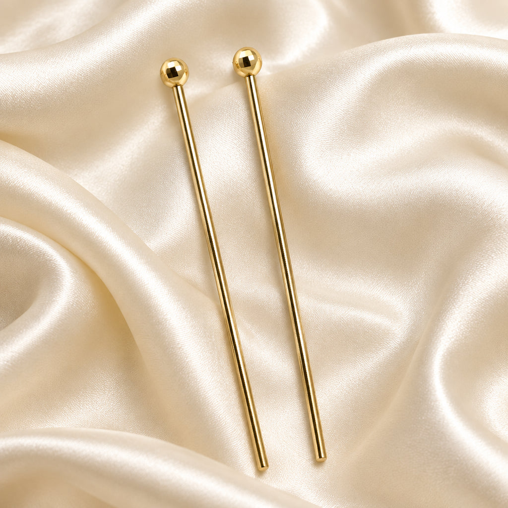 10K Yellow gold multi strand long dangle earrings