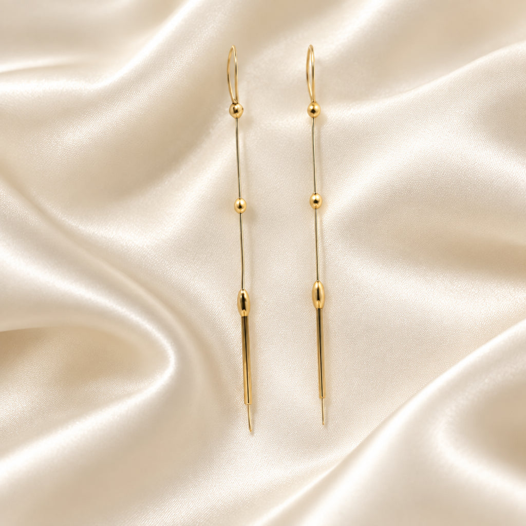 10K Yellow gold disco bead dangle earrings