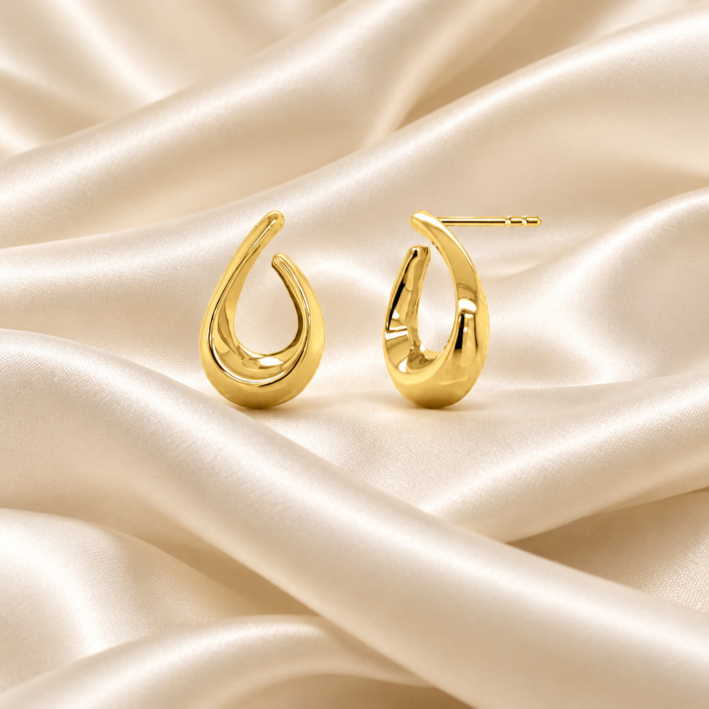 10K Yellow gold U shaped stud earrings