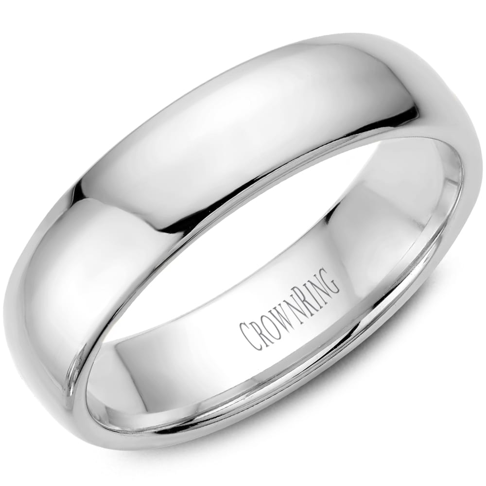 14K WG 6MM WIDE DOME LIGHT HIGH POLISH TRADITIONAL BAND SIZE 10.5