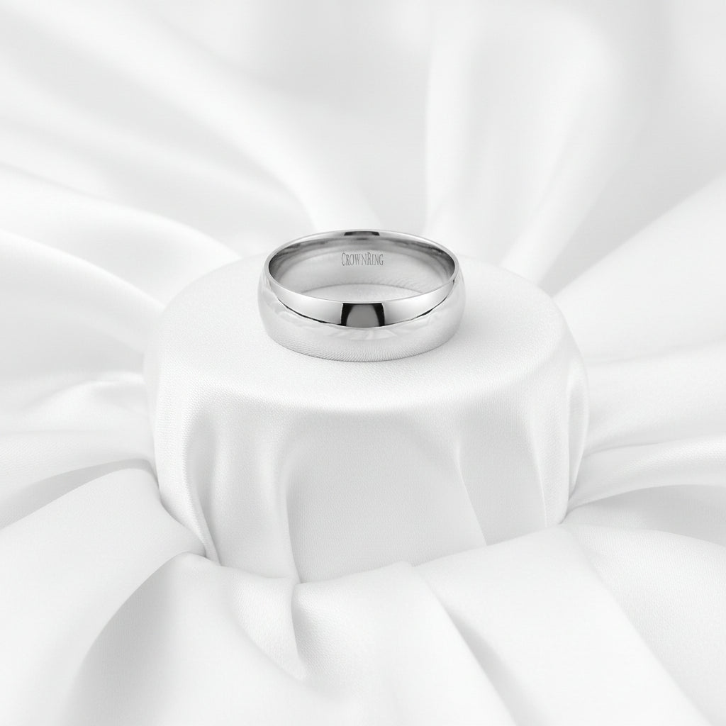 14K WG 7MM WIDE DOME LIGHT HIGH POLISH TRADITIONAL BAND SIZE 10