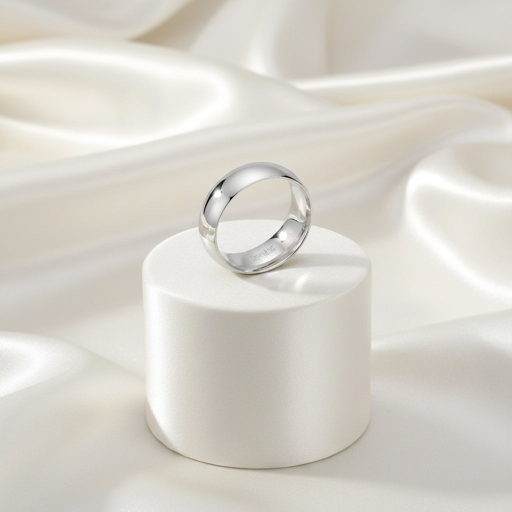 14K WG 7MM WIDE DOME LIGHT HIGH POLISH TRADITIONAL BANDSIZE 11