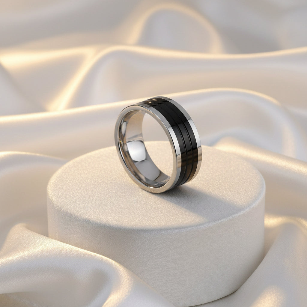 TORQUE BLACK CERAMIC INLAY/TUNGSTEN SPORTS BAND
