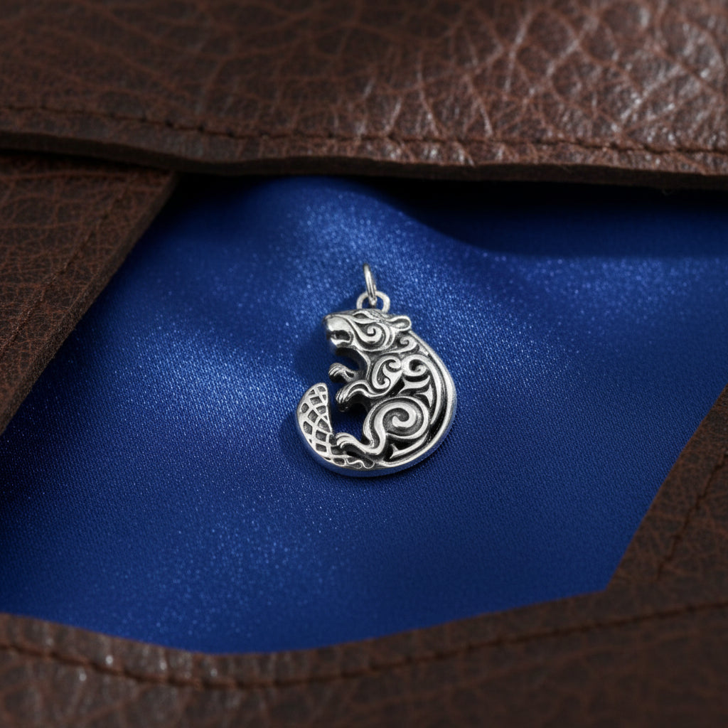 Oxidized Silver Beaver Charm