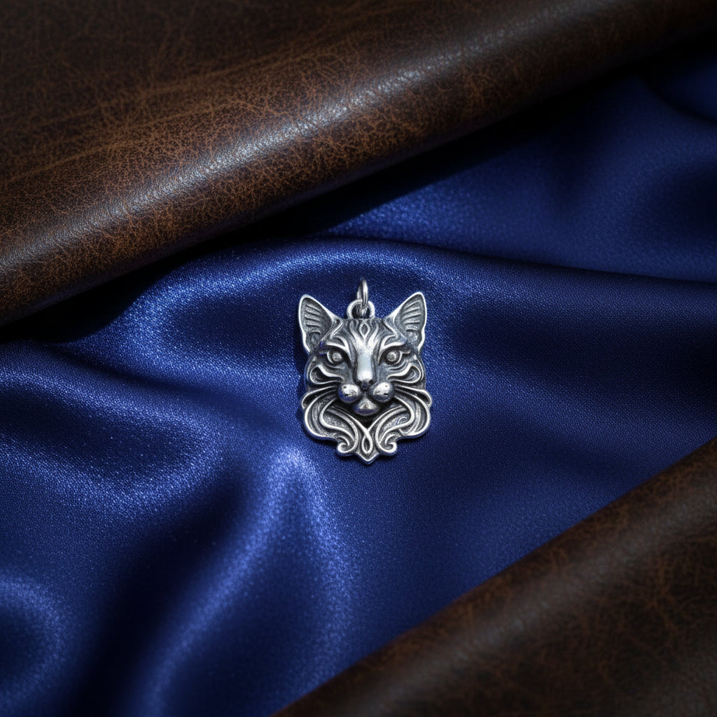 Oxidized Silver Cat Charm