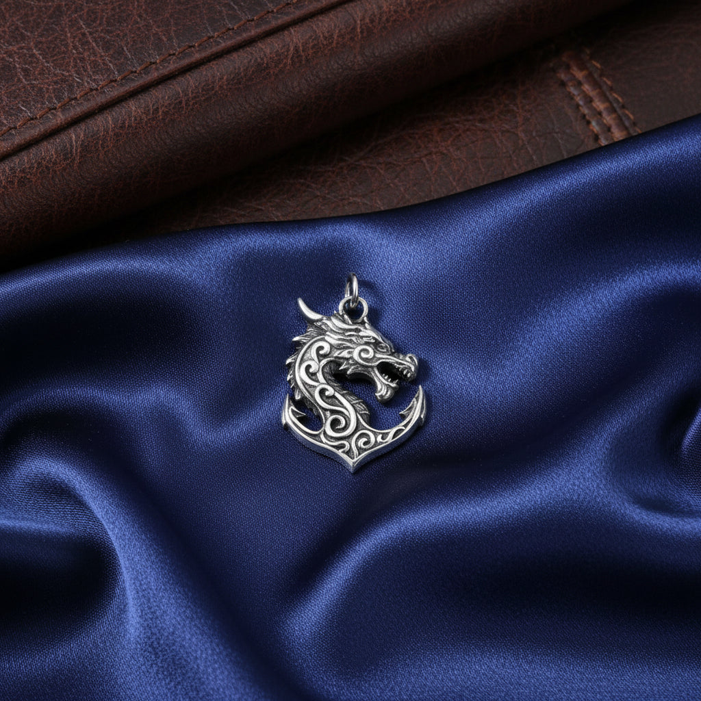 Oxidized Silver Dragon/Anchor Charm