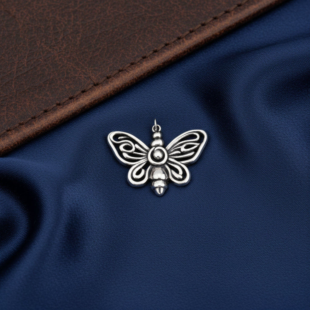 Oxidized Silver Butterfly Charm