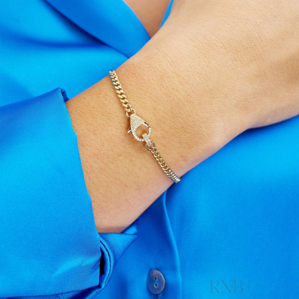 Cuban Link with Diamond Clasp Bracelet