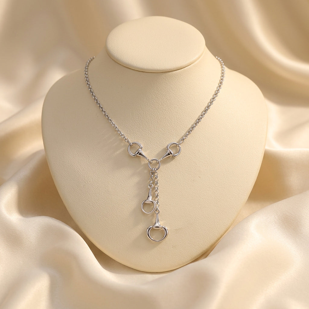 Sterling Silver Equestrian Link Lariat Necklace