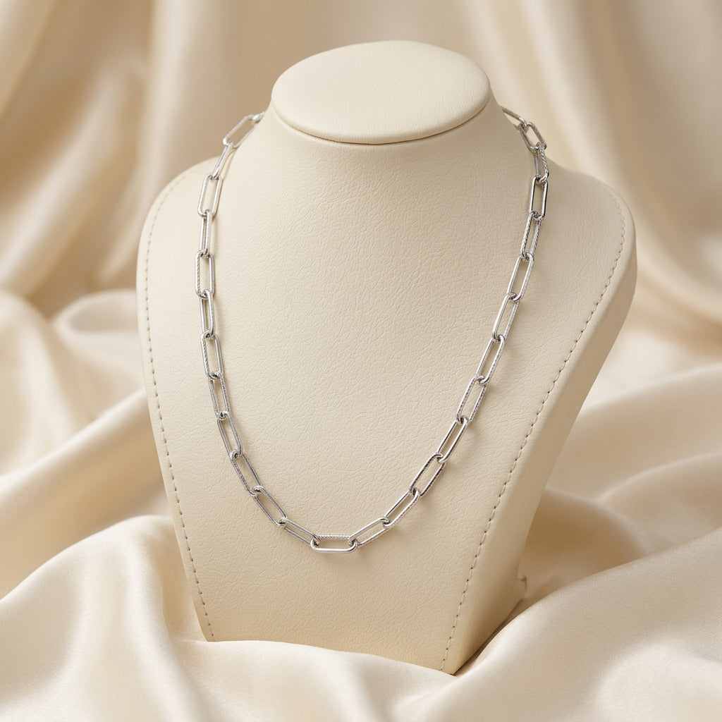 Sterling Silver Paperclip Fine Link Necklace