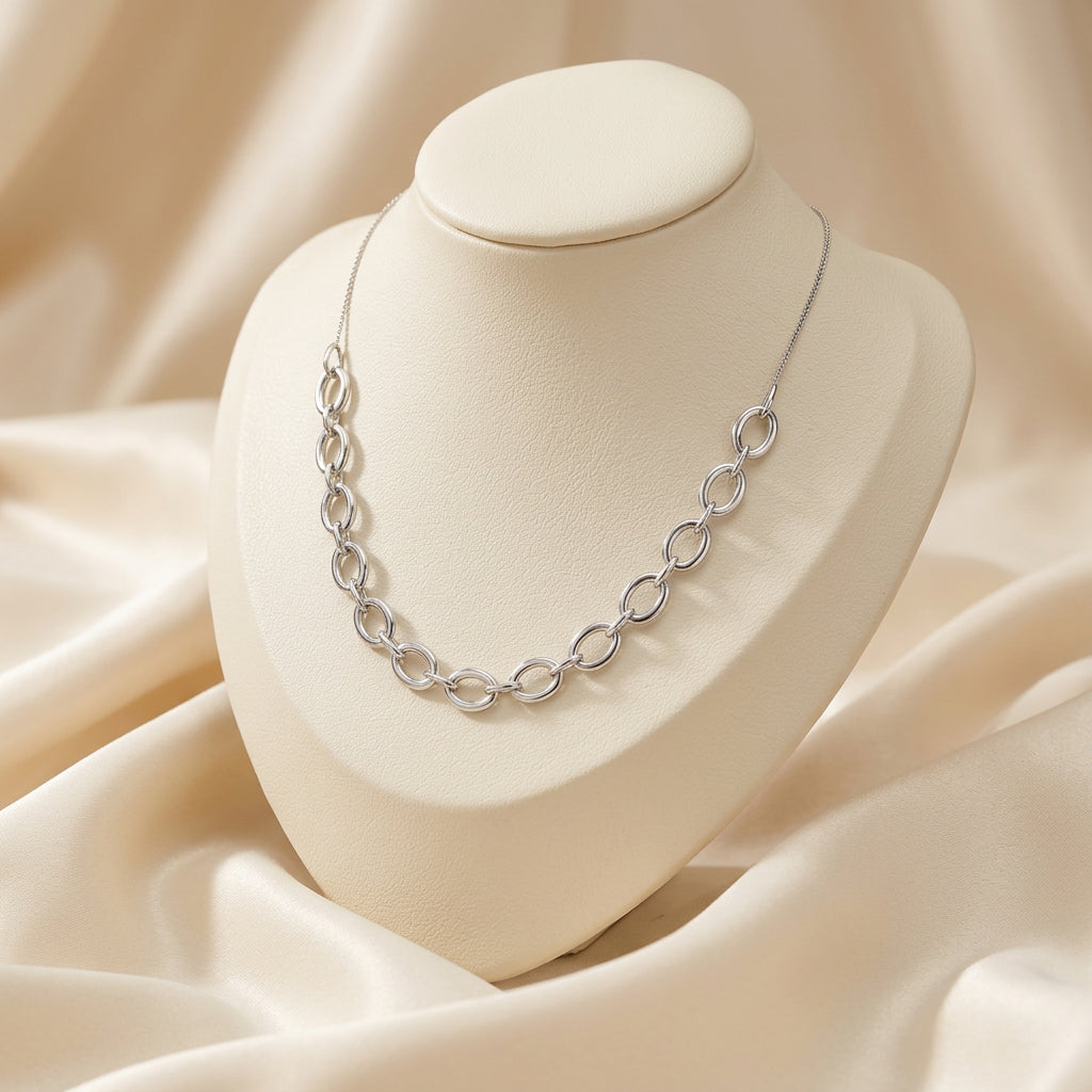 Elongated Oval Diamond Necklace