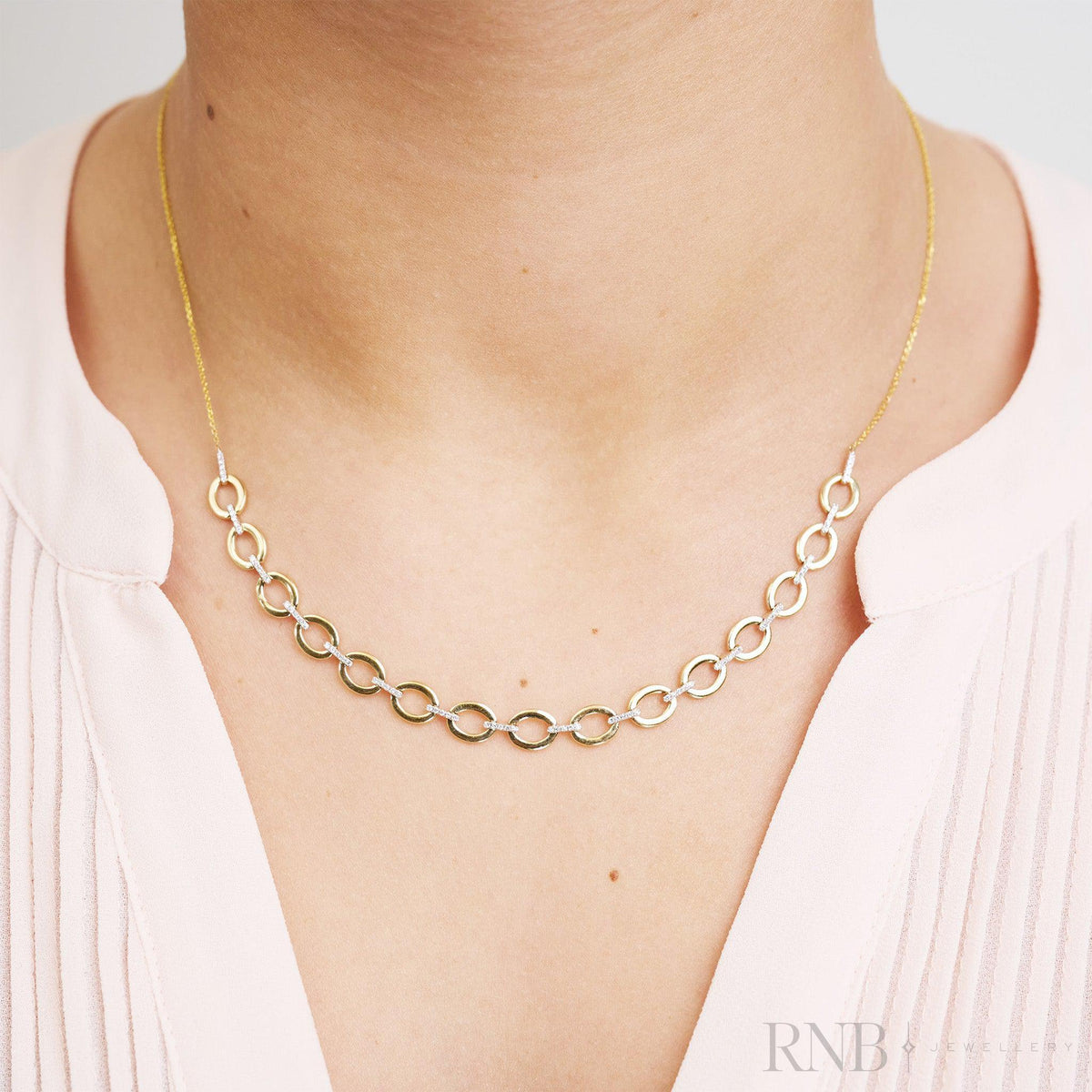 Elongated Oval Diamond Necklace