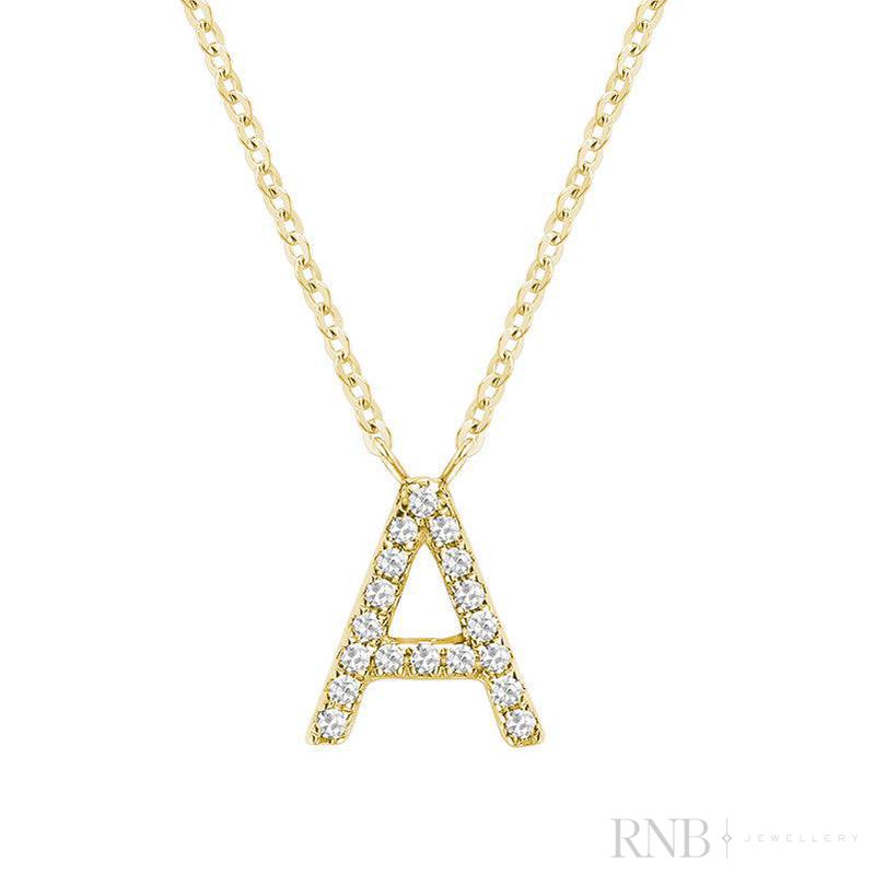 Mini Block Initial Diamond Necklace