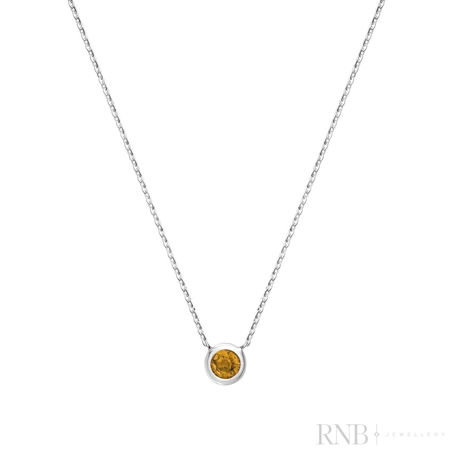Bezel Set Precious Stone Necklace