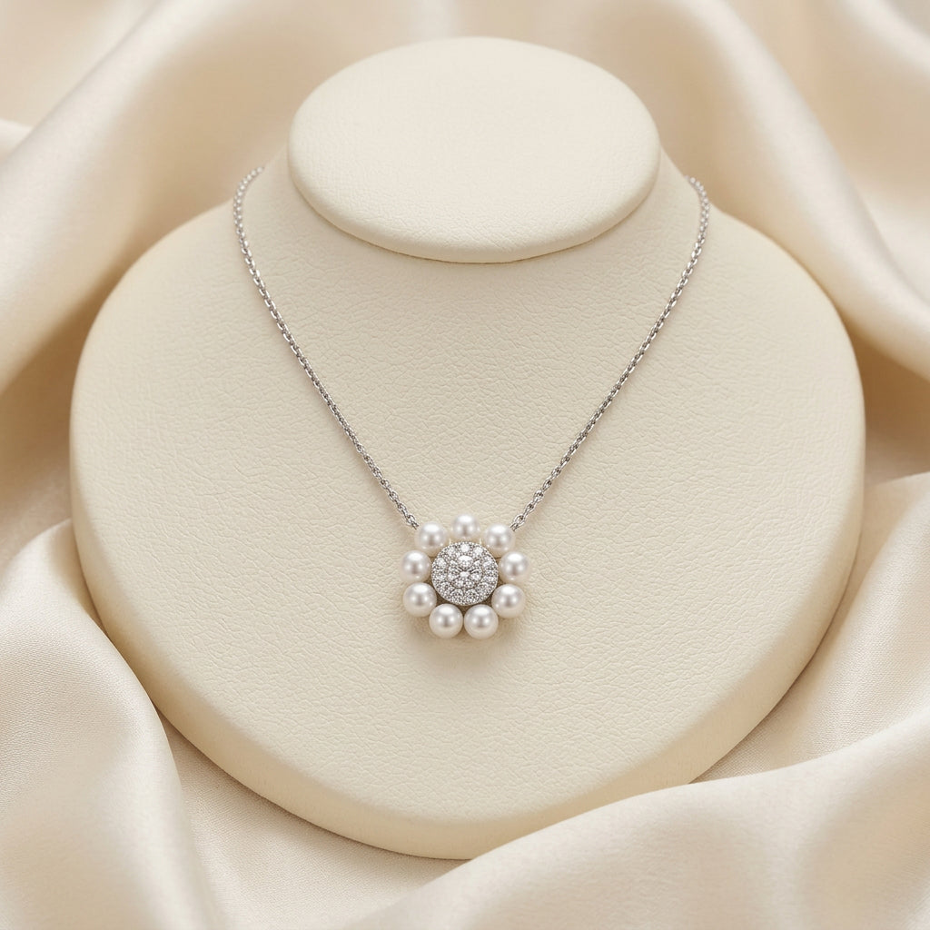 Circle of Life Pearl & Pave Diamond Necklace