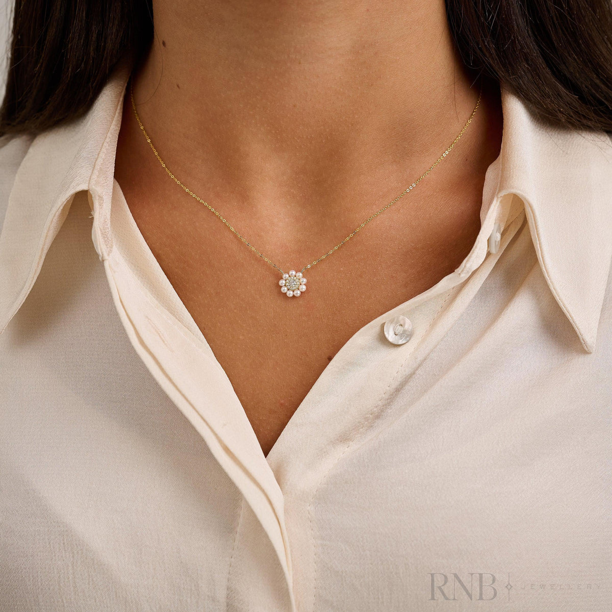 Circle of Life Pearl & Pave Diamond Necklace