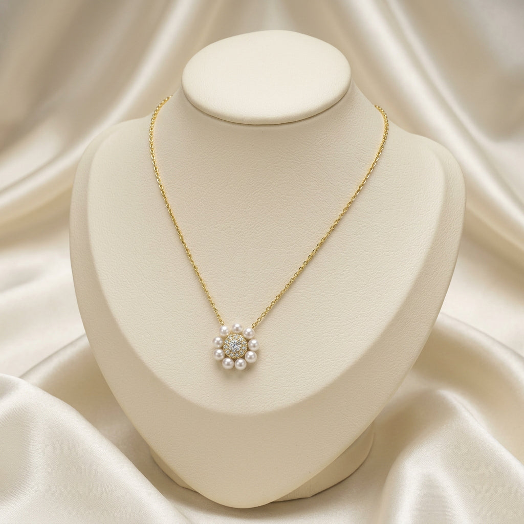 Circle of Life Pearl & Pave Diamond Necklace