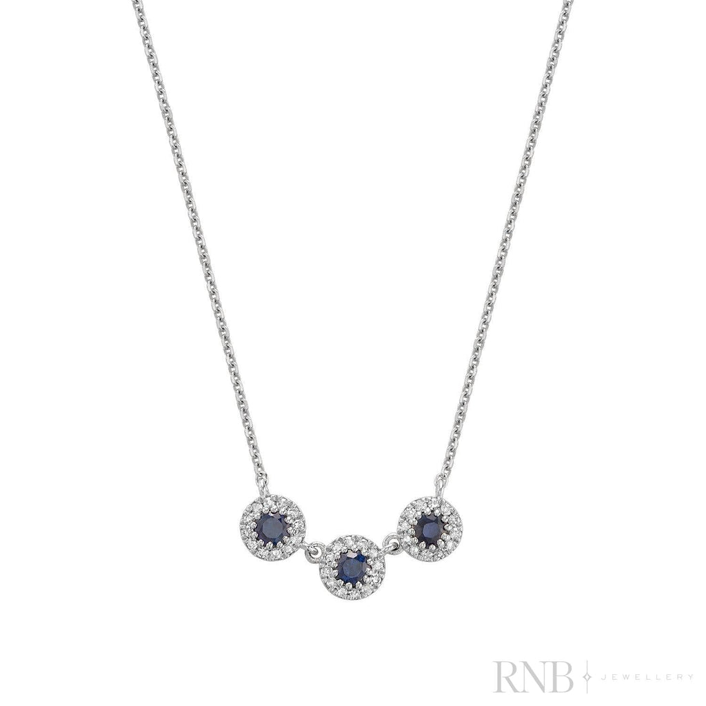 Trinity Halo Diamond & Precious Stone Necklace