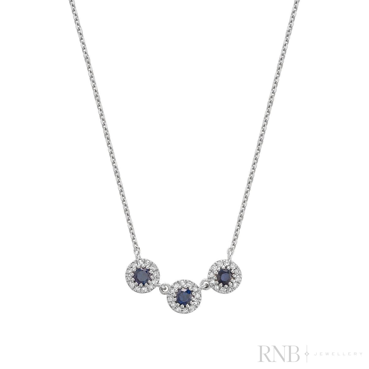 Trinity Halo Diamond & Precious Stone Necklace