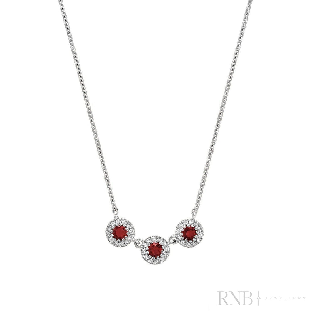 Trinity Halo Diamond & Precious Stone Necklace