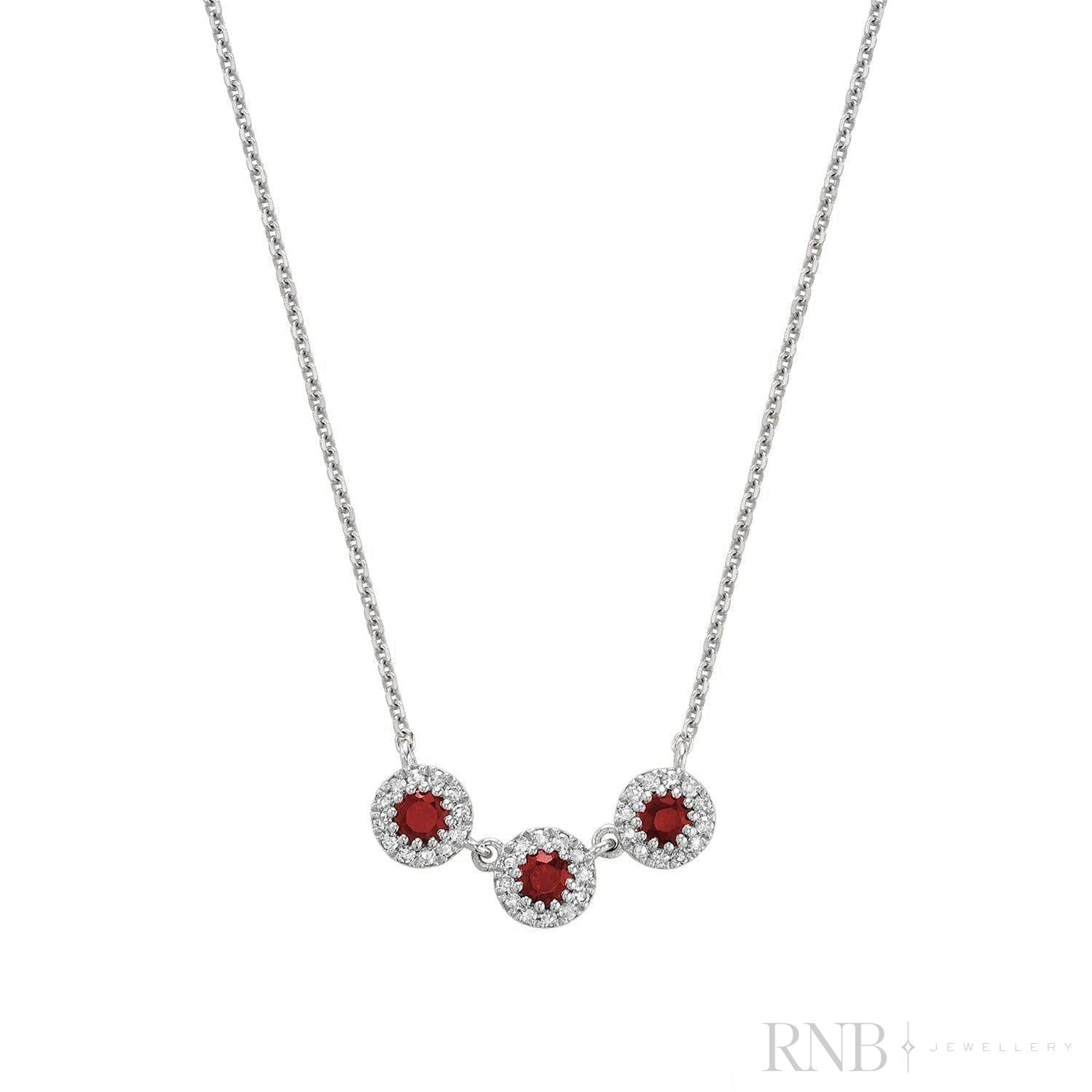 Trinity Halo Diamond & Precious Stone Necklace