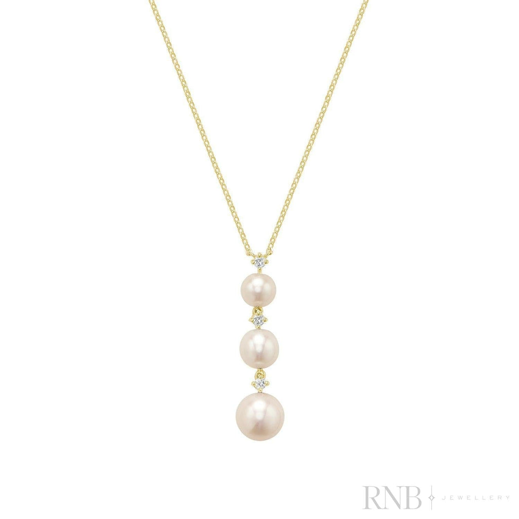 Trinity Drop Pearls & Diamonds Necklace