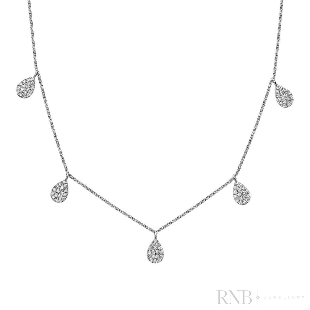 Pear Shape Drop Pave Diamond By The Yard Necklace