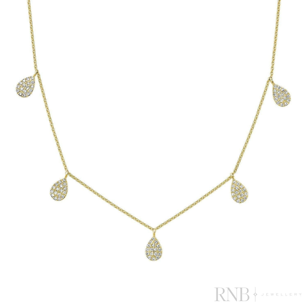 Pear Shape Drop Pave Diamond By The Yard Necklace