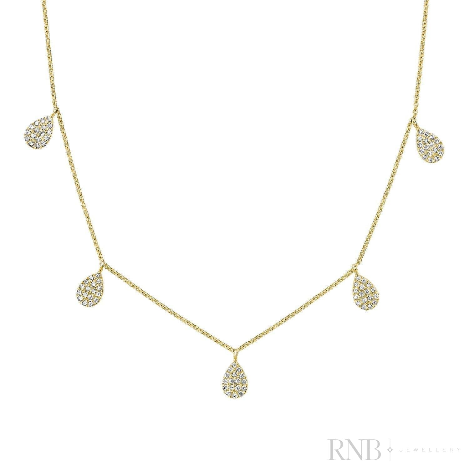 Pear Shape Drop Pave Diamond By The Yard Necklace