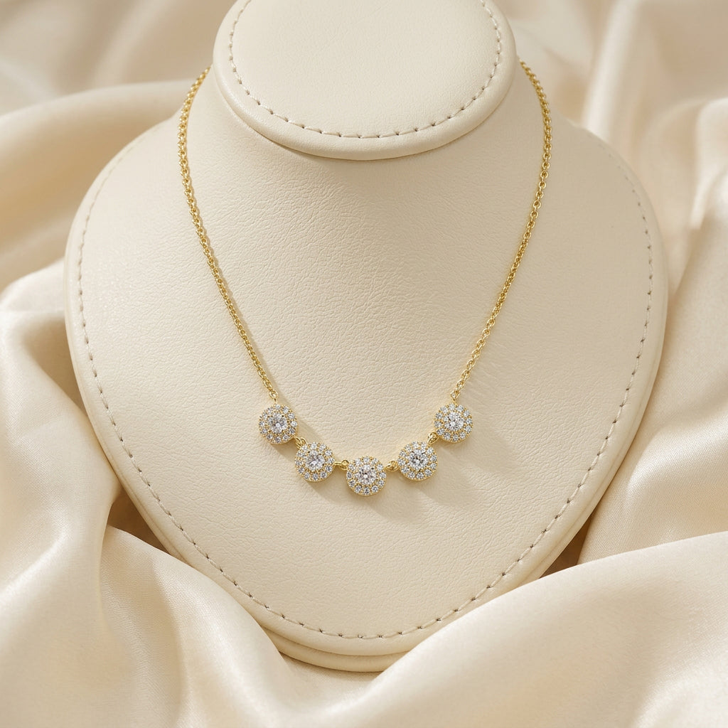 Multi Halos Diamond Necklace