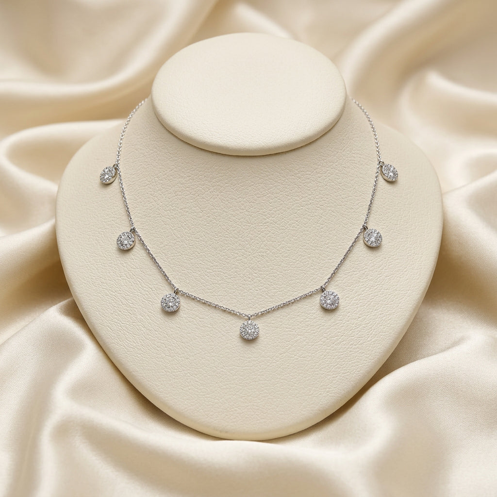 Halo Diamond Stations Necklace