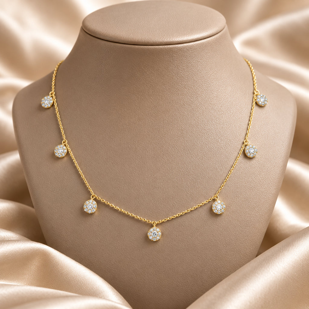 Halo Diamond Stations Necklace