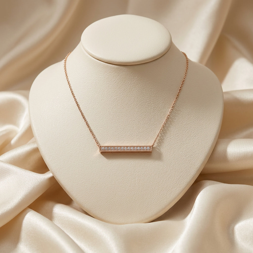 Bar Diamond Milgrain Necklace