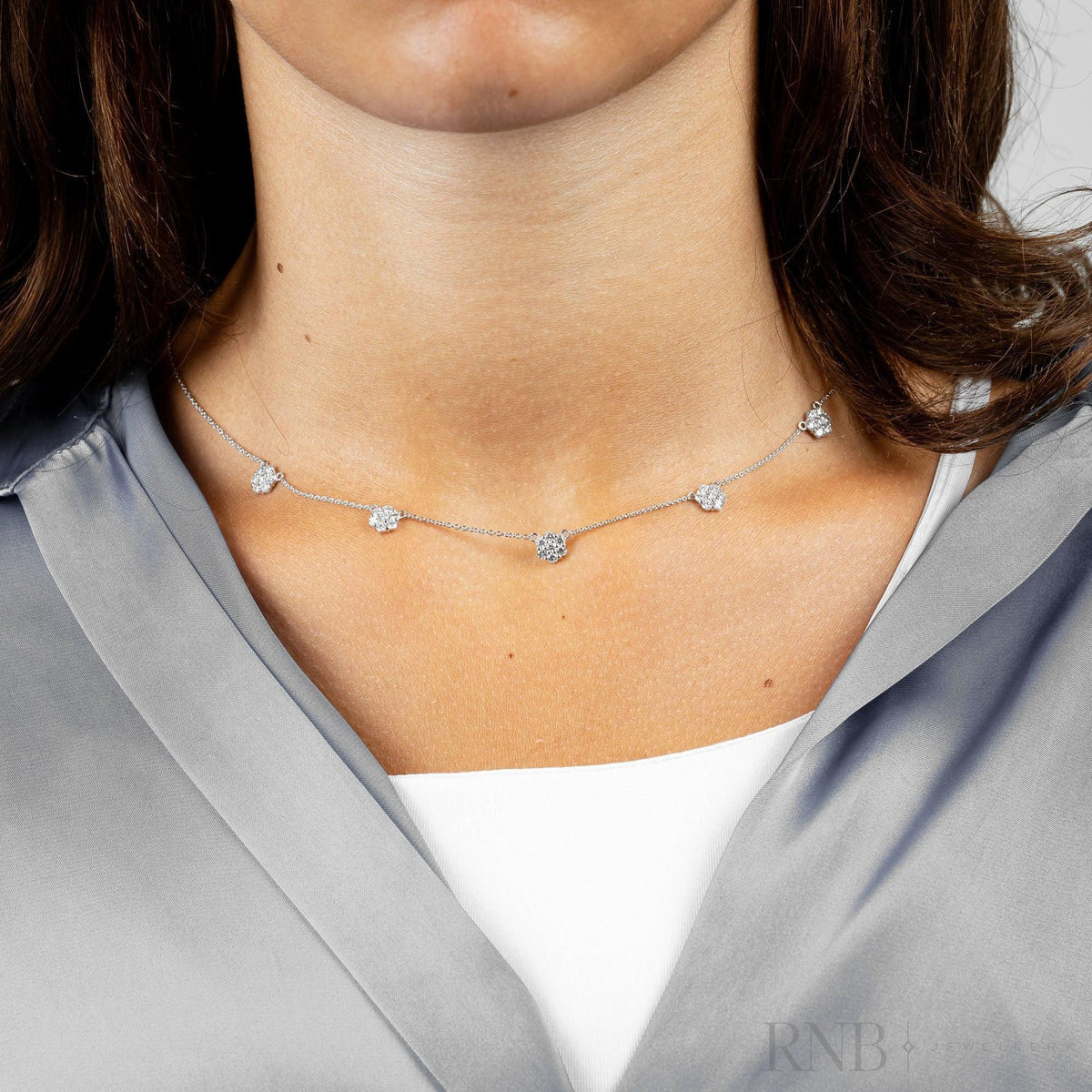 Cluster Drop Diamond Necklace