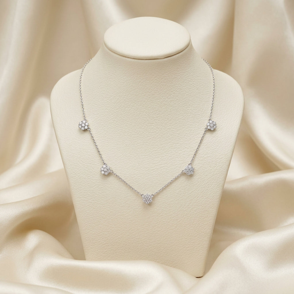 Cluster Drop Diamond Necklace