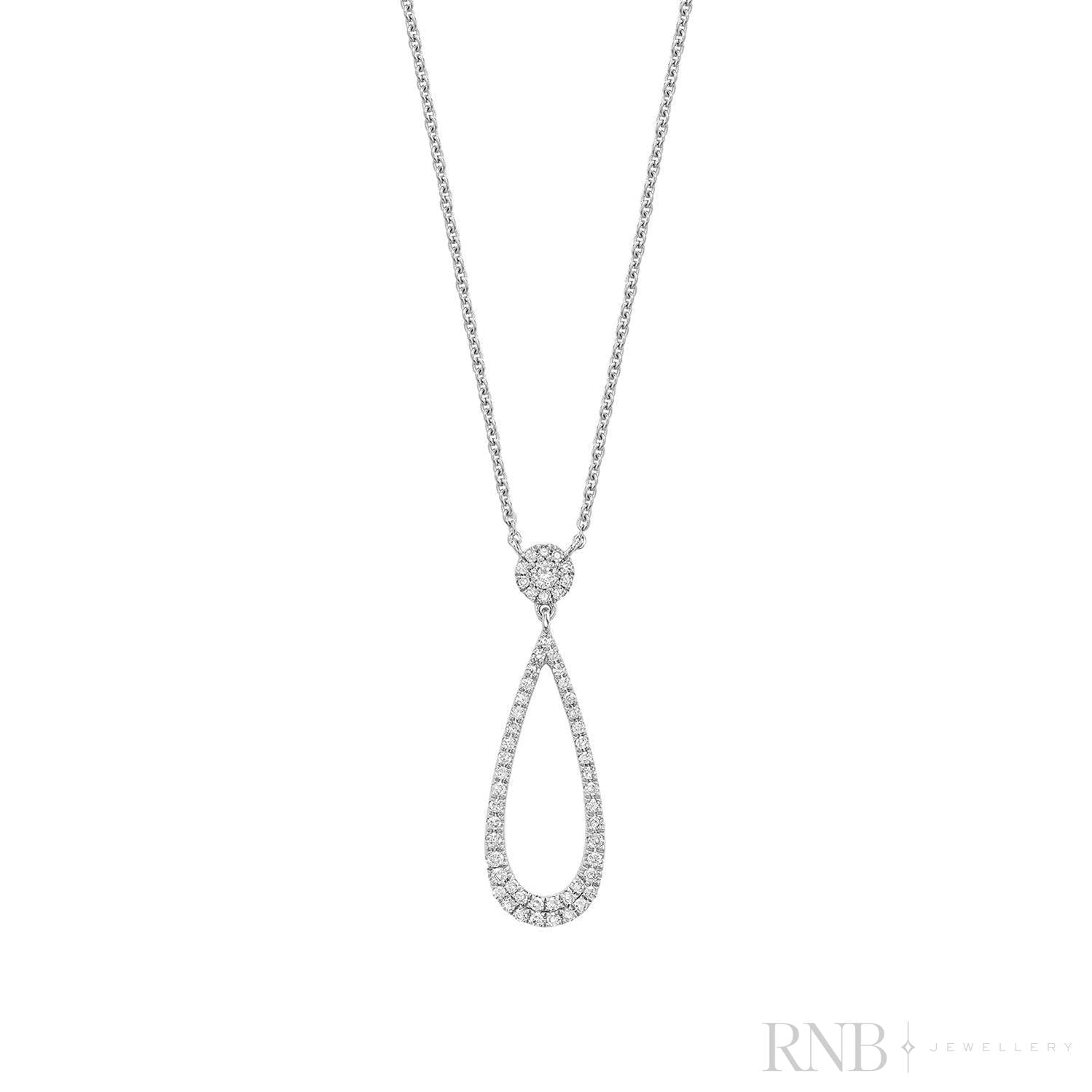 Pear Shape Drop Halo Diamond Necklace