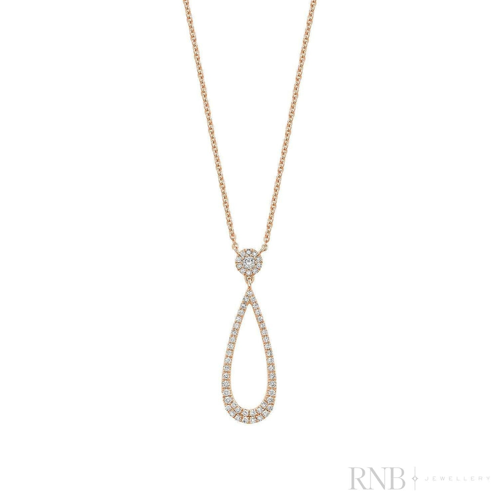 Pear Shape Drop Halo Diamond Necklace