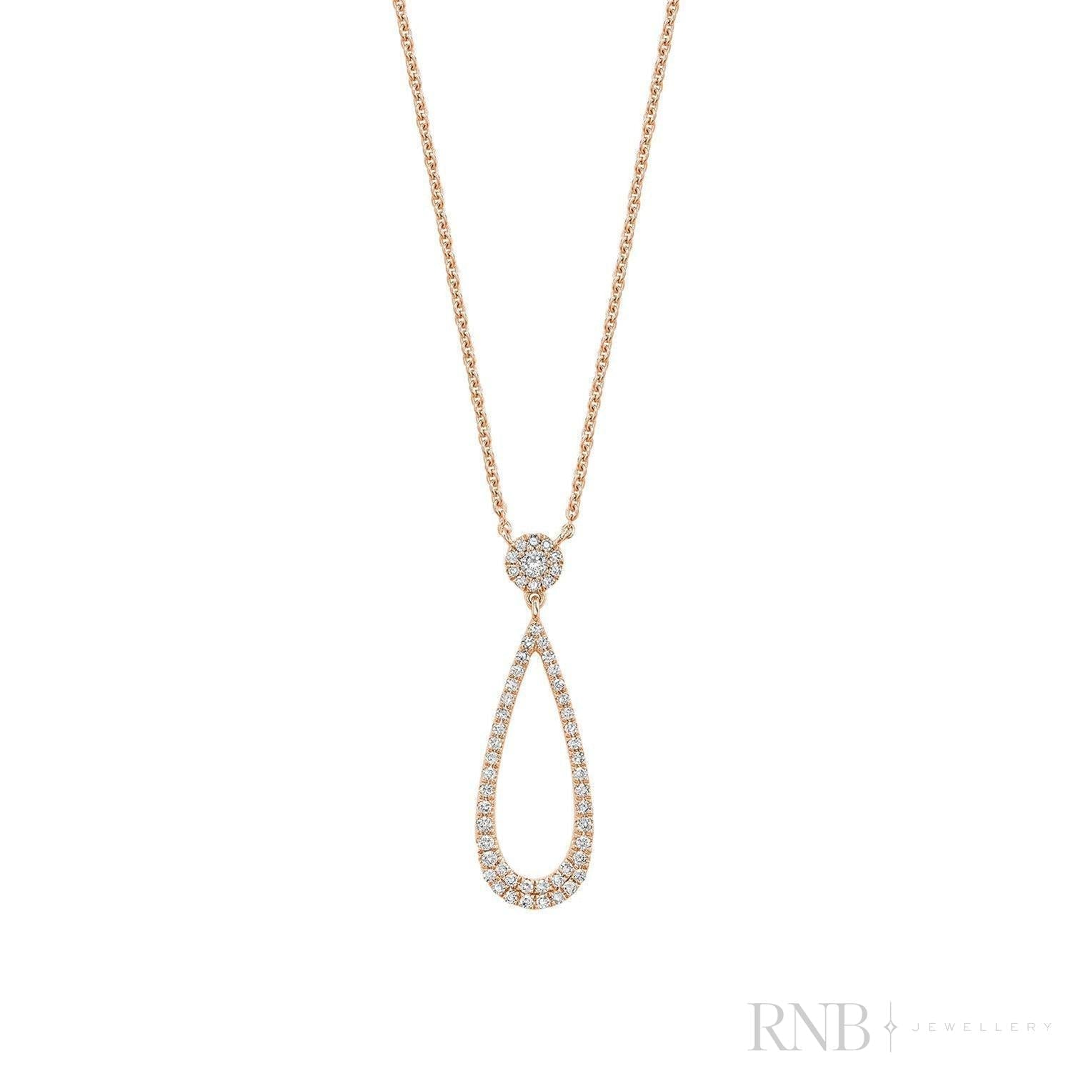 Pear Shape Drop Halo Diamond Necklace