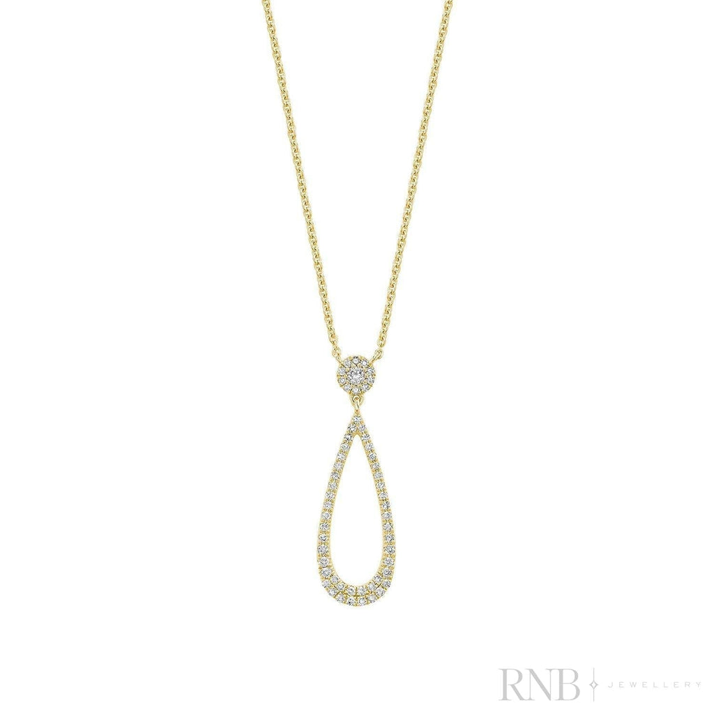 Pear Shape Drop Halo Diamond Necklace