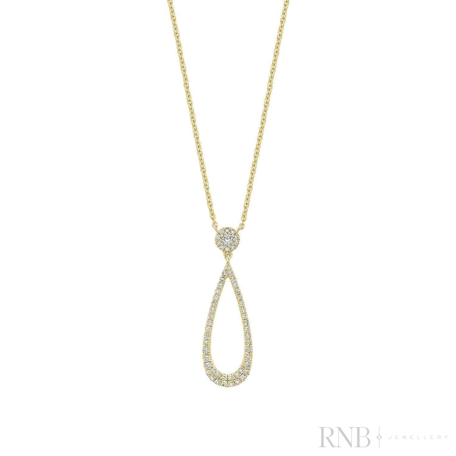Pear Shape Drop Halo Diamond Necklace