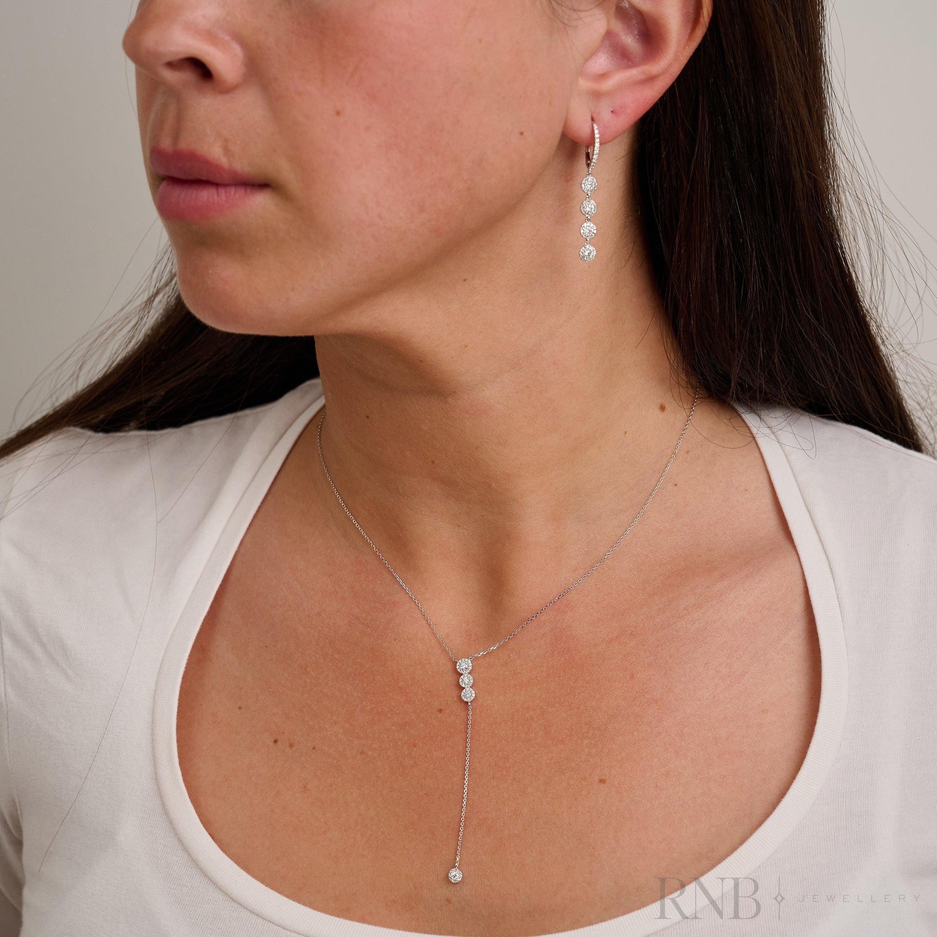 Lariat Trinity Diamond Necklace