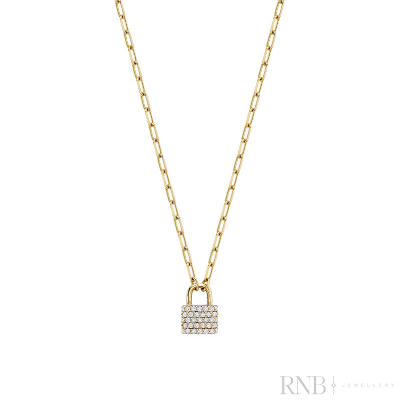 Mini Lock Diamond Pendant