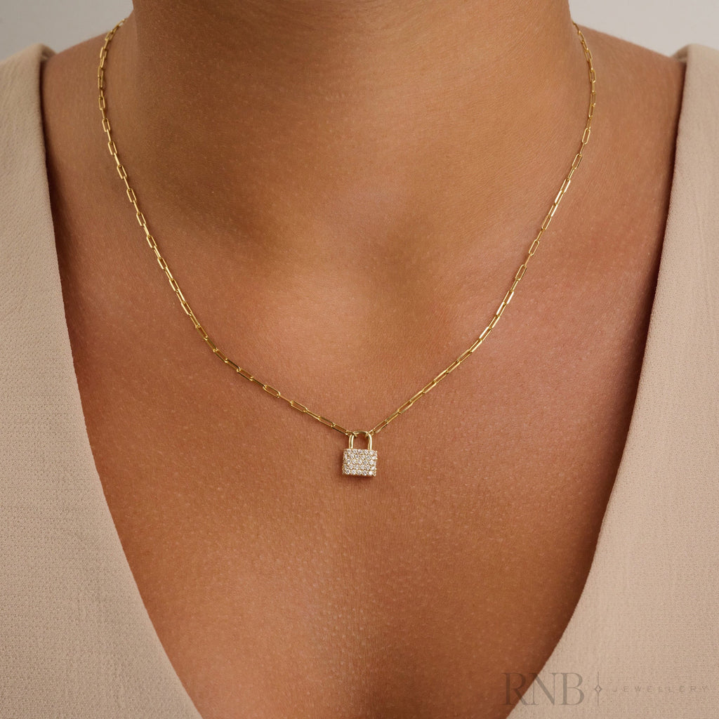 Mini Lock Diamond Pendant