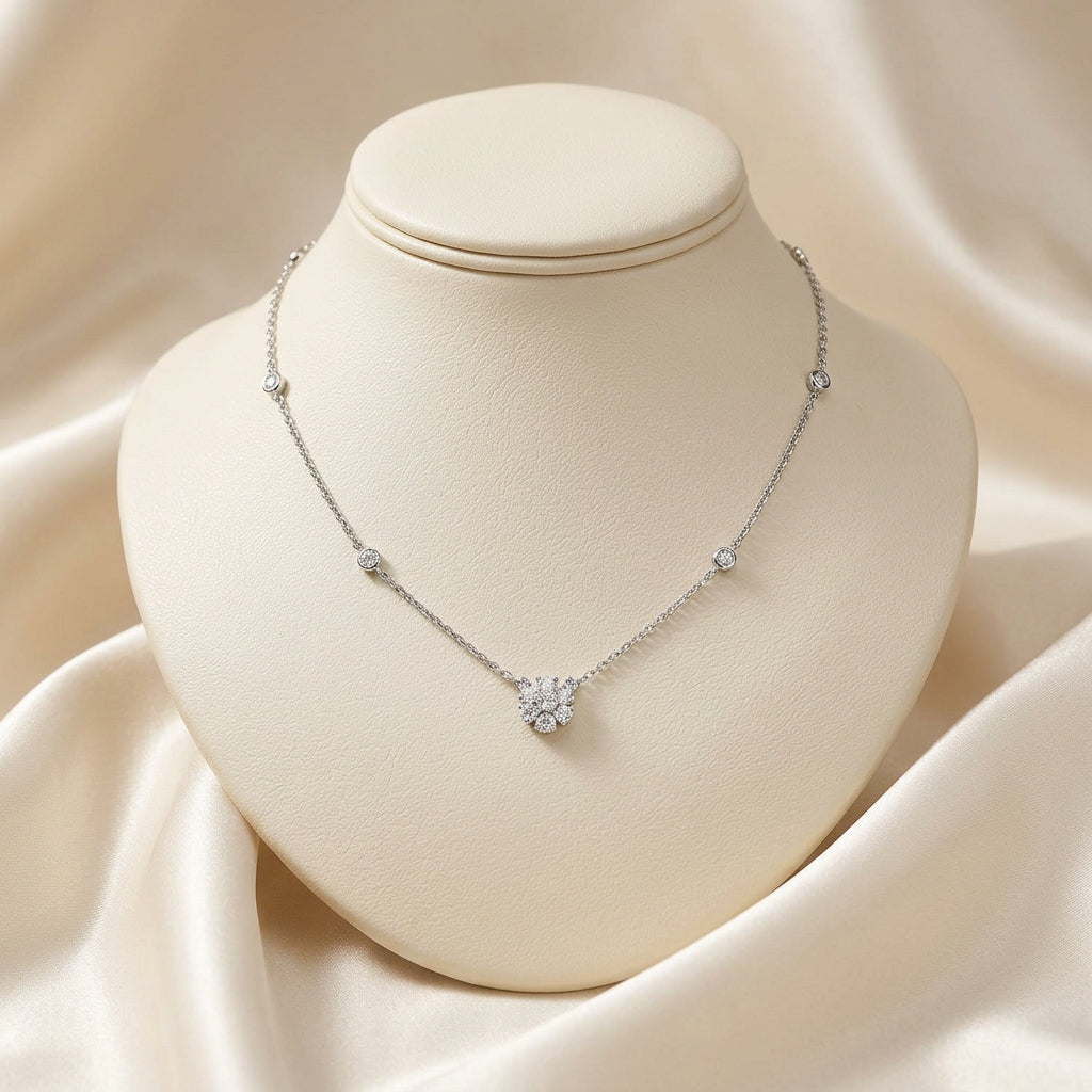Cluster with Diamond By the Yard Necklace