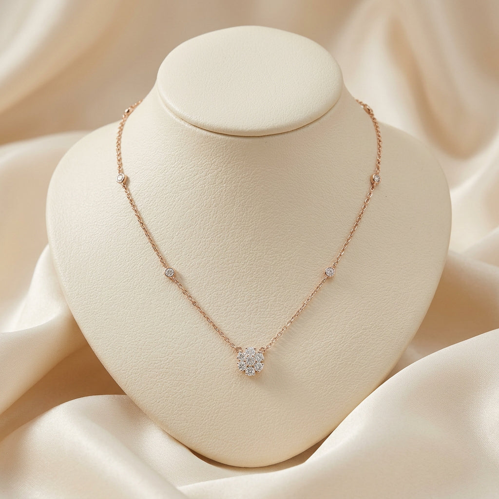 Cluster with Diamond By the Yard Necklace