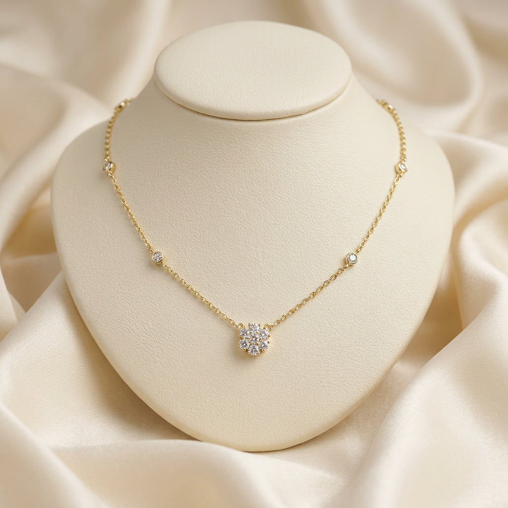 Cluster with Diamond By the Yard Necklace