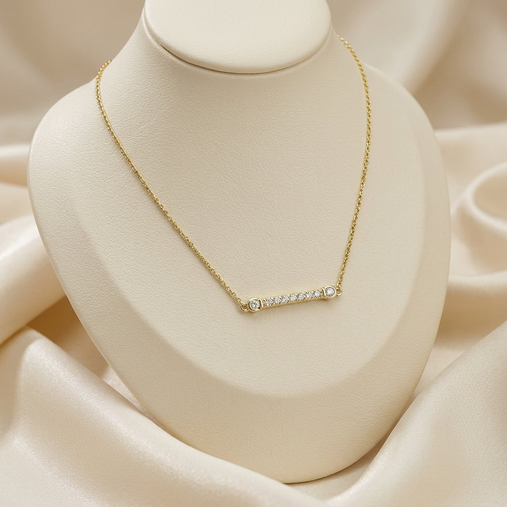 Bar Bezel Diamond Necklace