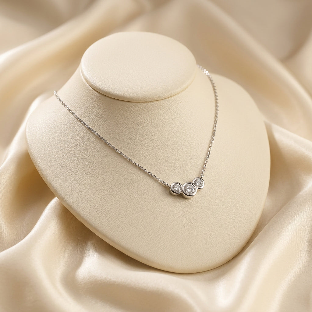 Trinity Bezel Diamond Necklace