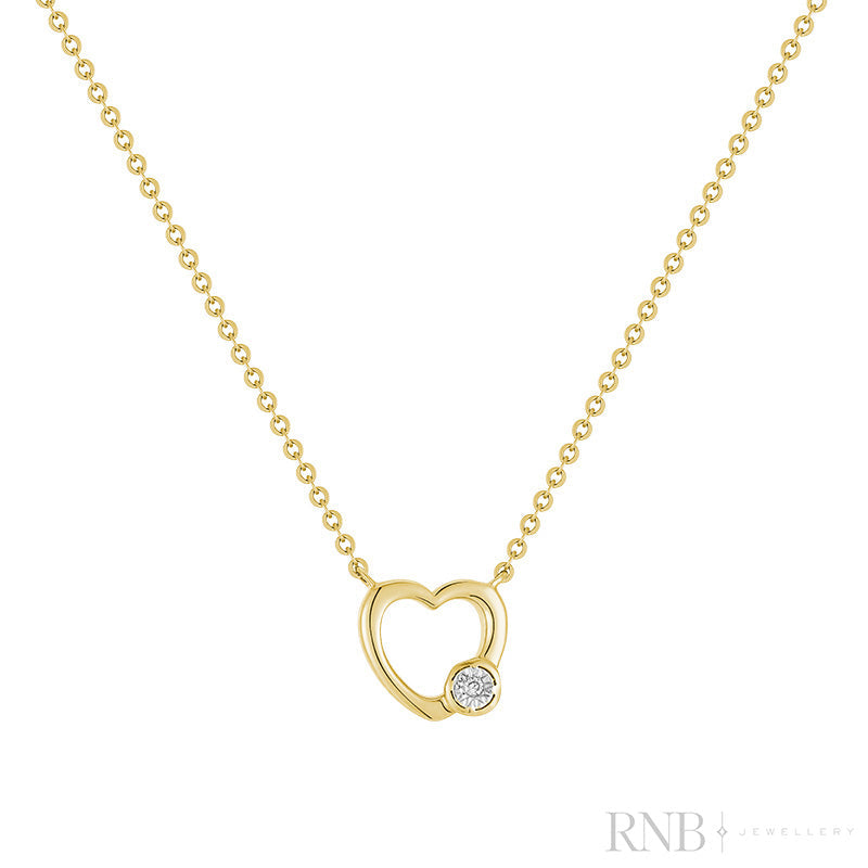 Open Heart & Bezel Diamond Necklace
