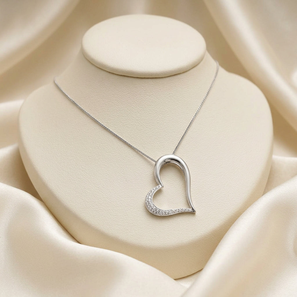 Slanted Heart Diamond Pendant